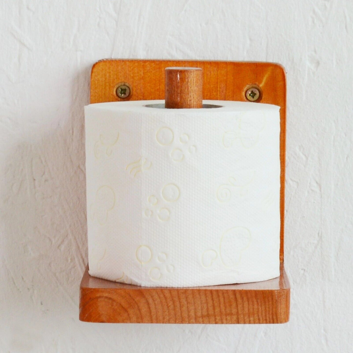 Wooden Toilet Loo Roll Holder Tissue Storage Wall Mounted Unique Accessory