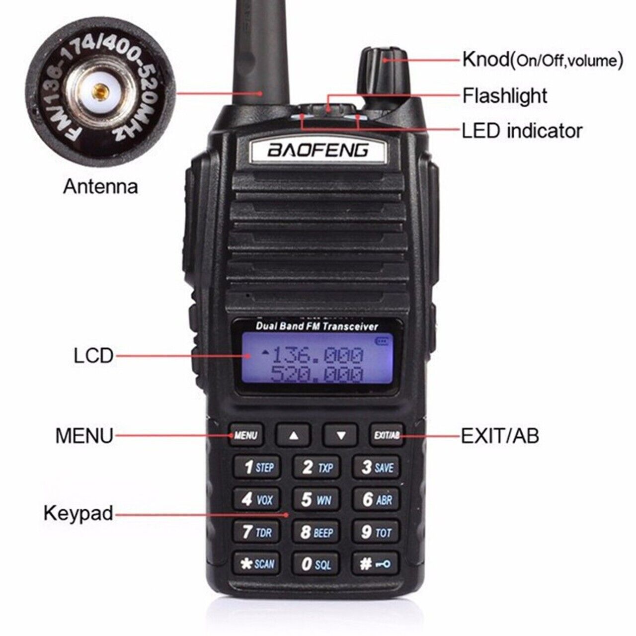 Upgraded BAOFENG UV-82 8W High Power Dual Band VHF/UHF Walkie Talkie + Earpiece