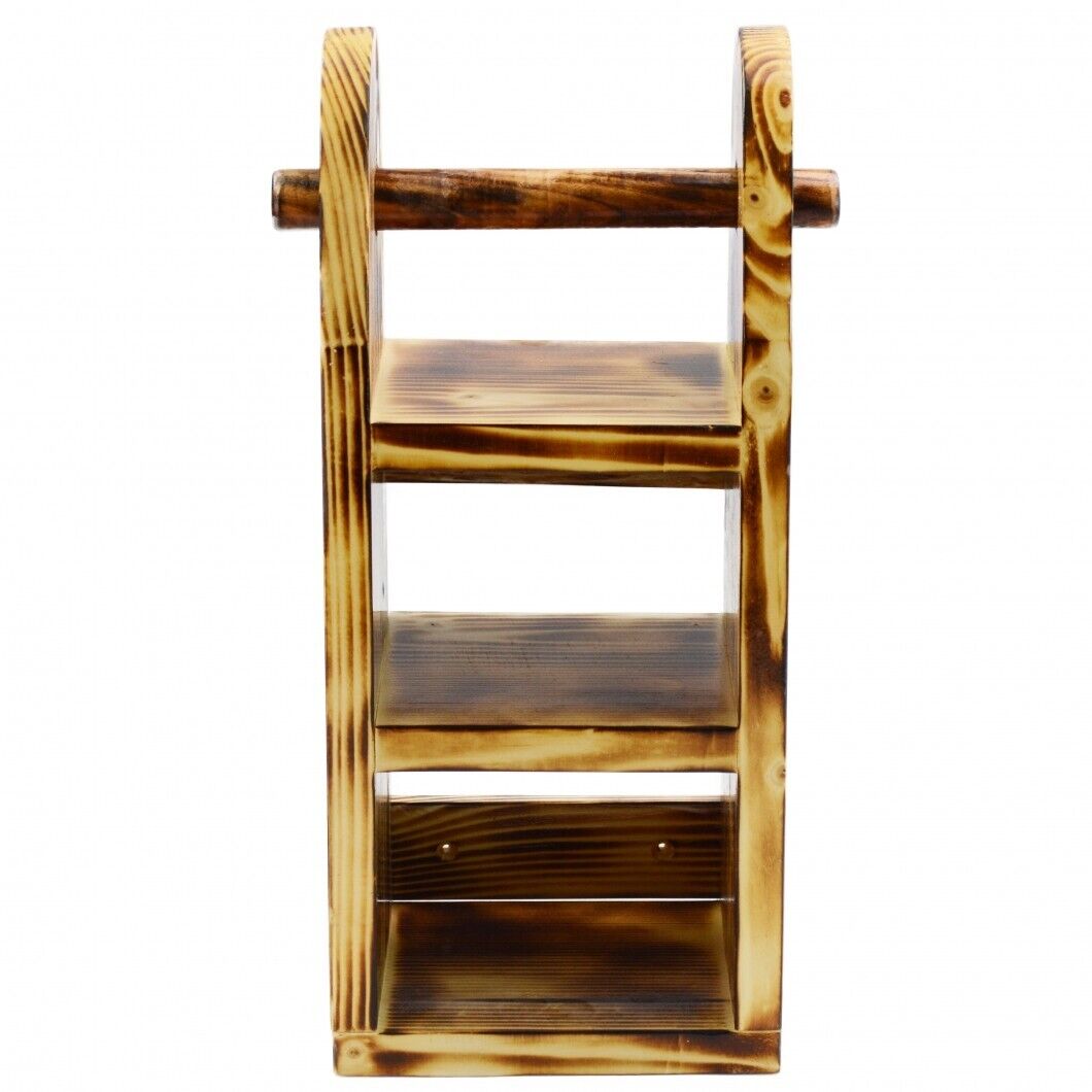 Wooden Toilet Paper Roll Holder Bathroom Storage Shelf Natural Wood Wall Mounted
