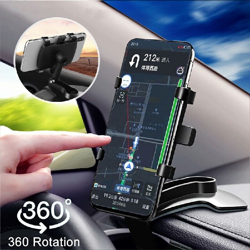 Car Mobile Phone Holder Clamp Clip On Dashboard Cradle Stand For iPhone Samsung