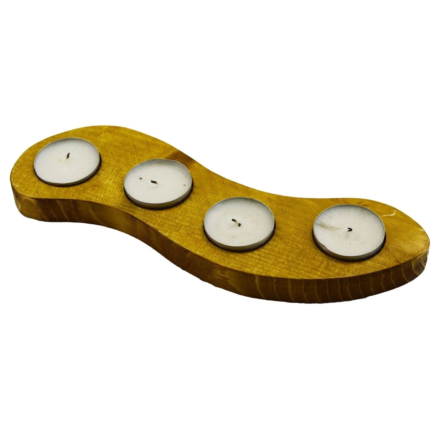 4 Tea Light Candle Holder Romantic Ambient Table Centrepiece Solid Wood Decor