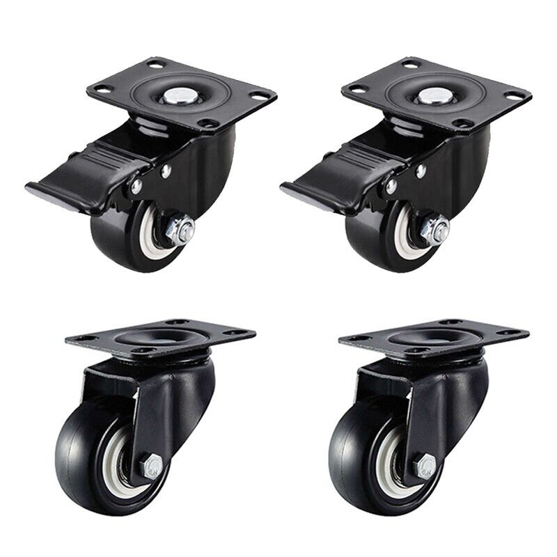 4 X Heavy Duty Swivel Castor Wheels Trolley 50mm Furniture Casters PU 200kg
