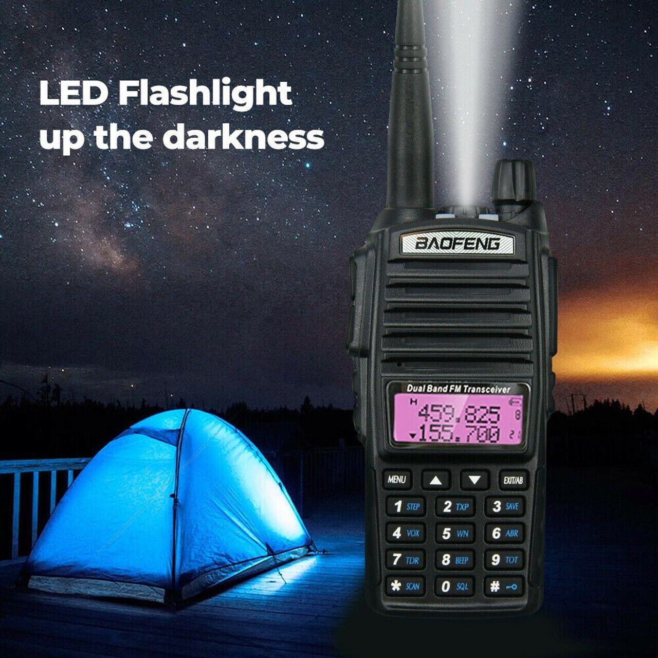 Upgraded BAOFENG UV-82 8W High Power Dual Band VHF/UHF Walkie Talkie + Earpiece
