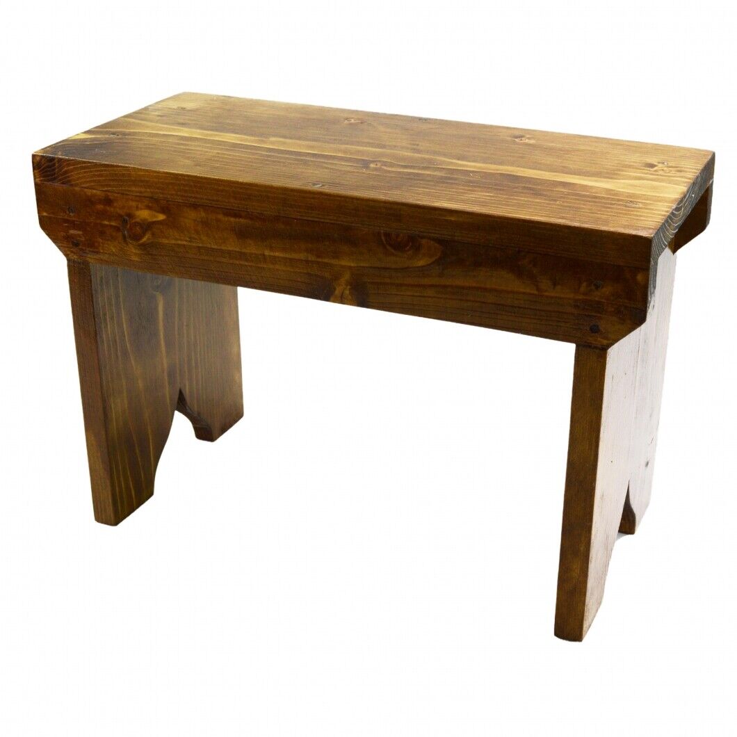 Natural Wooden Step Stool Rustic Shabby Chic Rectangle Seat Multiple Scandinavia