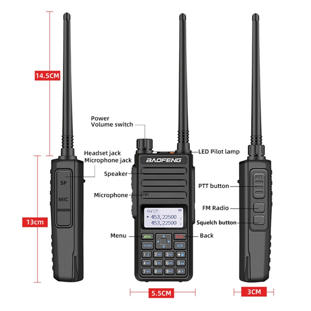Baofeng BF-H6 10W High Power Walkie Talkie UHF/VHF Long Range Radio + Earpiece