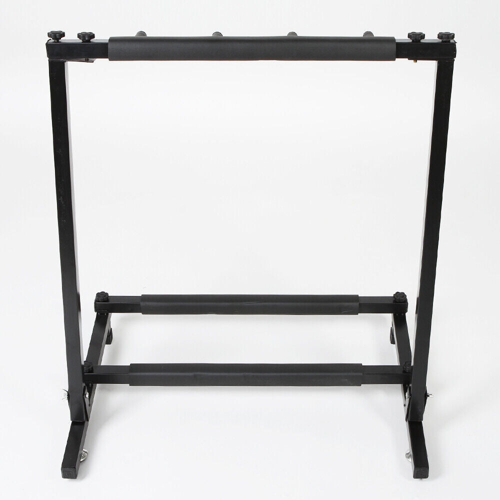 Black Folding Multi Guitar Rack Stand Padded Electric Acoustic Bass Holder New