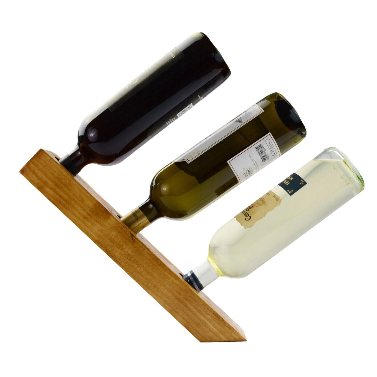 Wooden Wine Rack | Bottle Holder | Free Floating Standing | Natural Wood