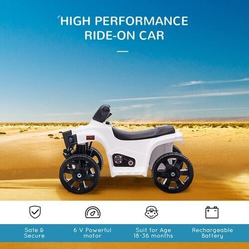 HOMCOM 6V Kids Electric Ride on Car Toddler Quad Bike ATV for 18-36 month White