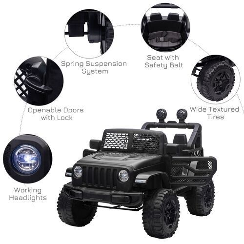 HOMCOM 12V Kids Electric Ride on Car Toddler Truck Off Road Remote Control Black