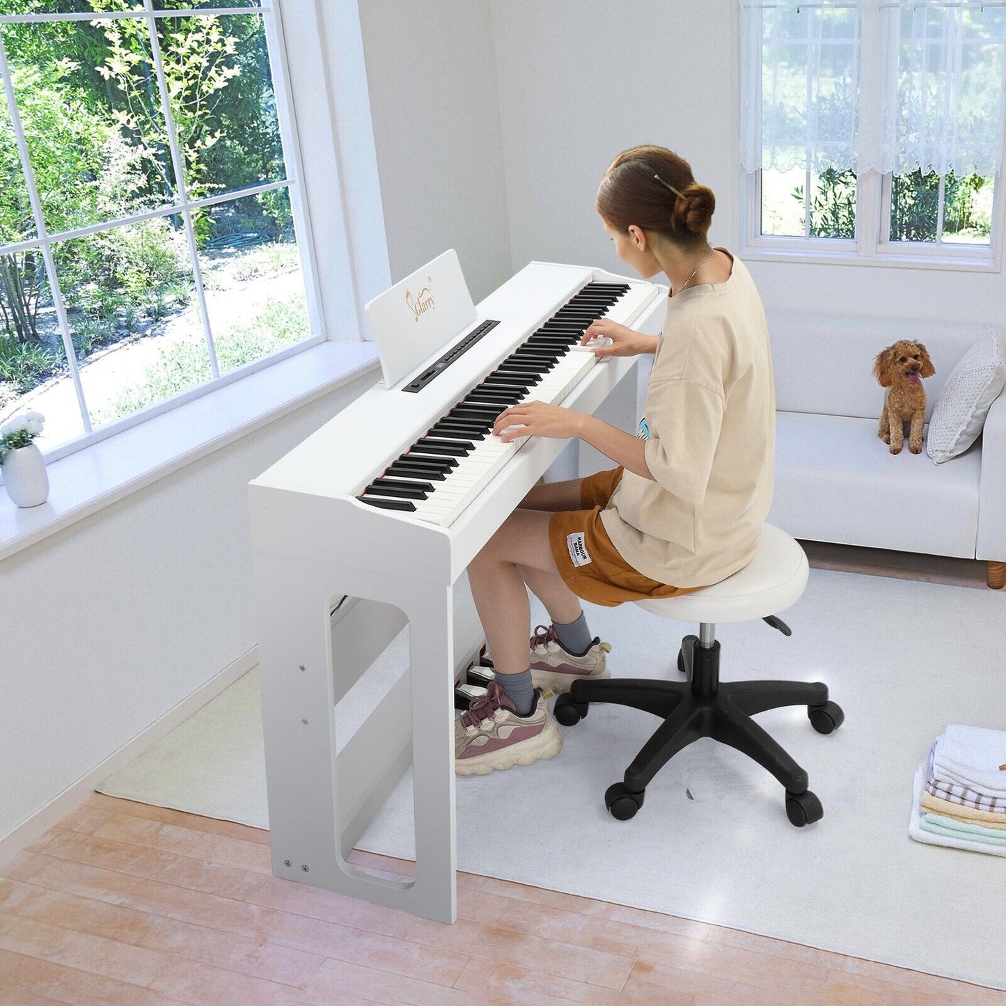 Glarry GDP-104 88 Key Full Weighted Keyboards Digital Piano with Stand Xmas Gift