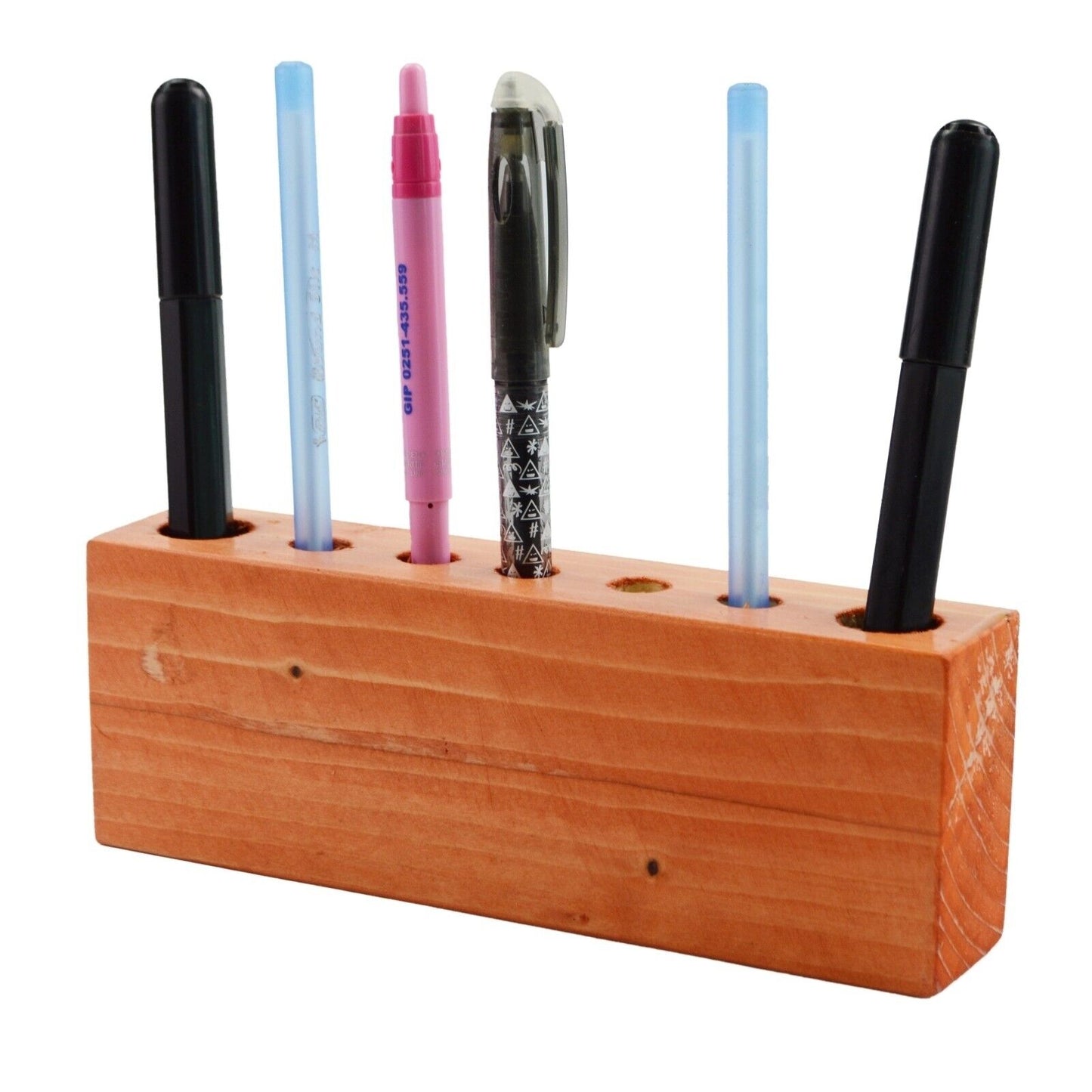 Wooden Pen Pencil Storage Holder Handmade Rustic Table Desk Organizer Tidy