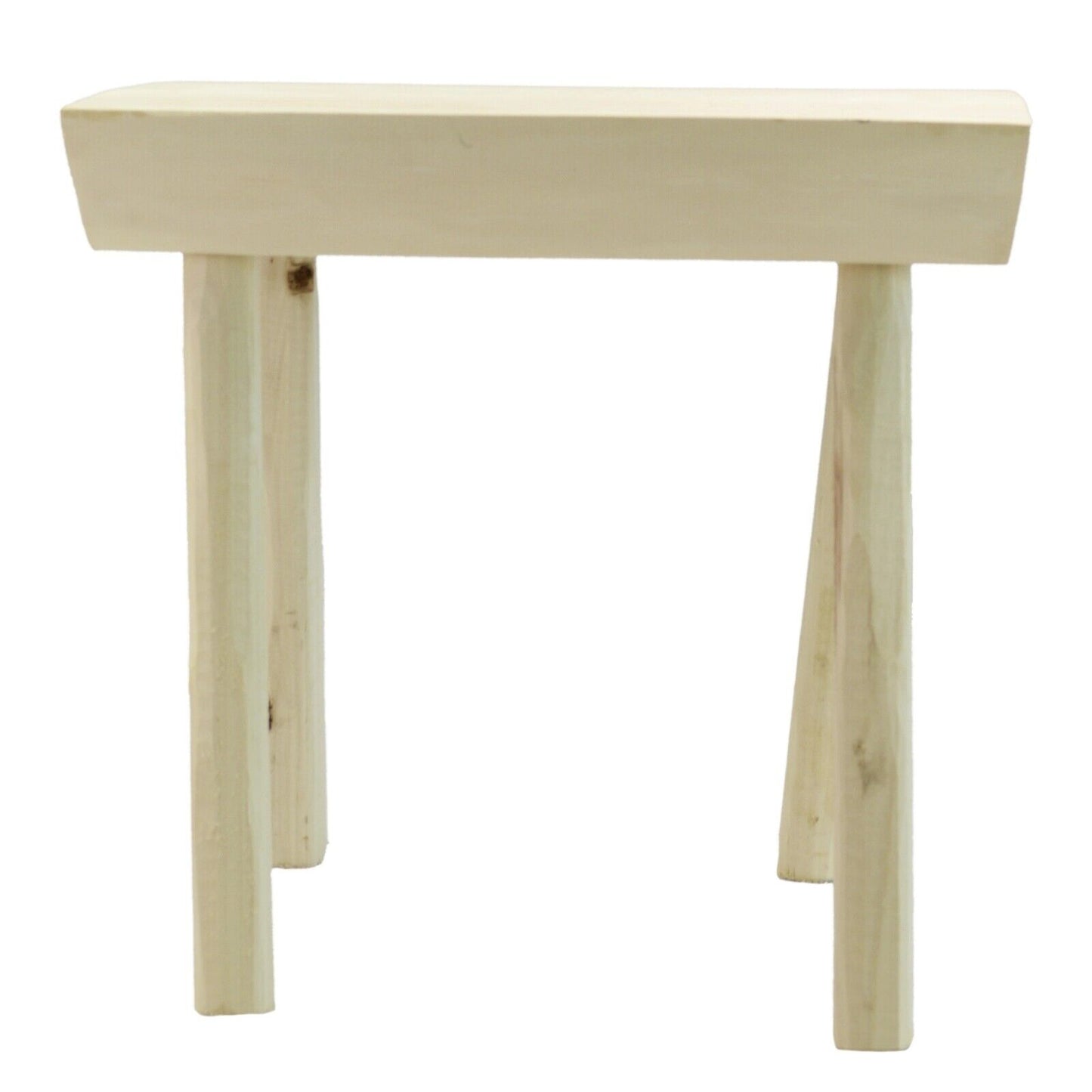 Handmade Wooden Stool Light Brown Traditional Milking Chair Kitchen Rustic Seat