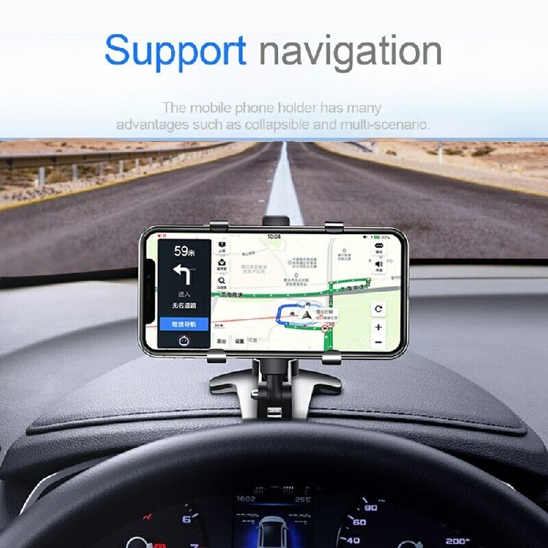 Car Mobile Phone Holder Clamp Clip On Dashboard Cradle Stand For iPhone Samsung