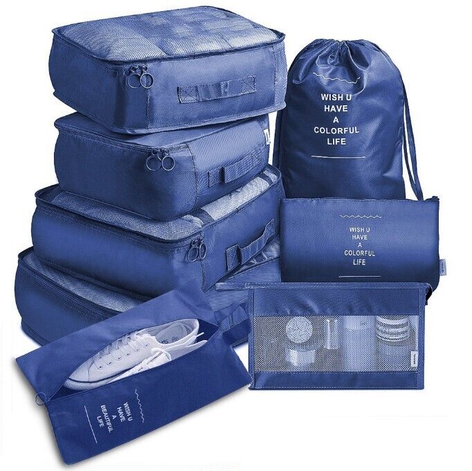 8 Pieces Organiser Set Luggage Suitcase Storage Bags Packing Travel Cubes UK