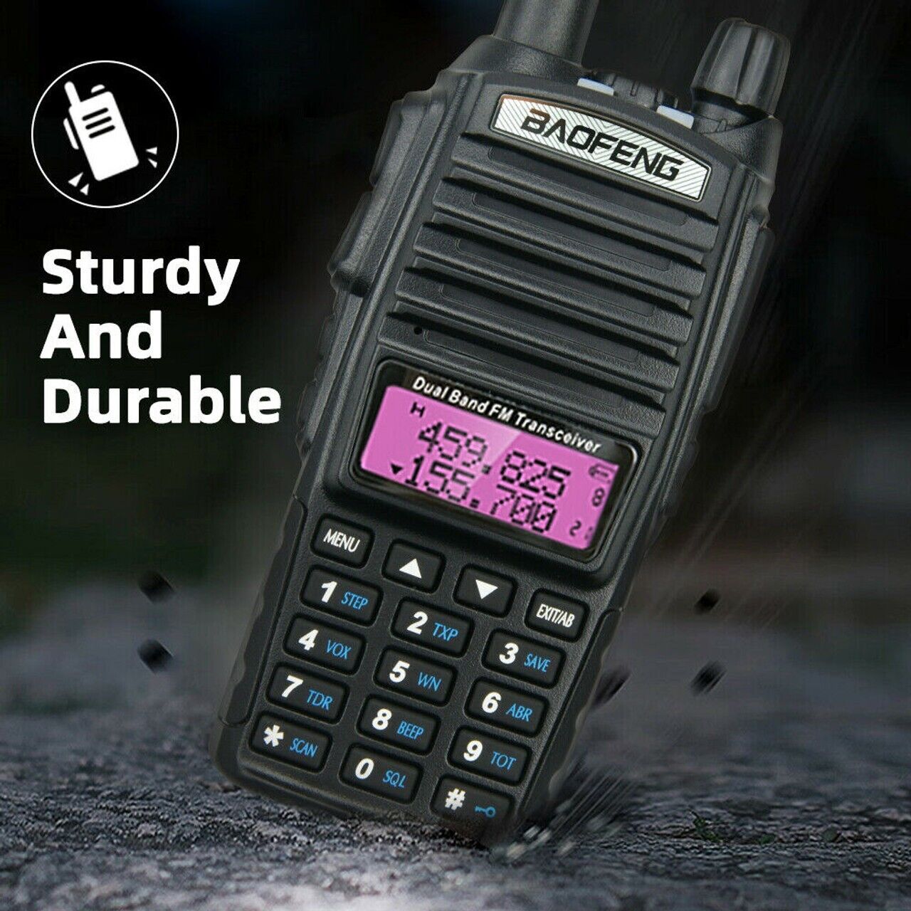 Upgraded BAOFENG UV-82 8W High Power Dual Band VHF/UHF Walkie Talkie + Earpiece