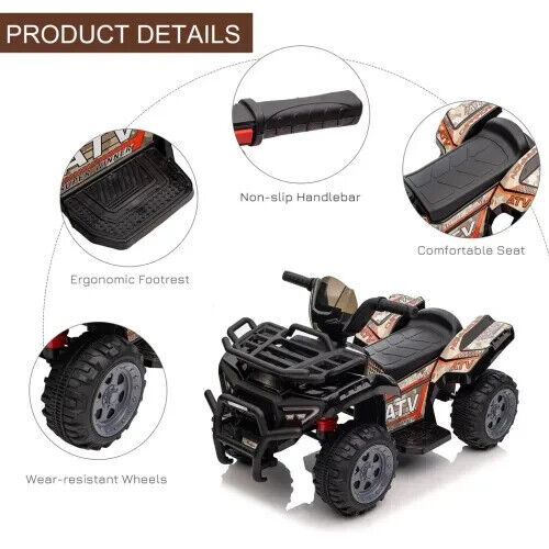 HOMCOM 6V Kids Electric Ride on Car Toddler Quad Bike ATV for 18-36 month Black