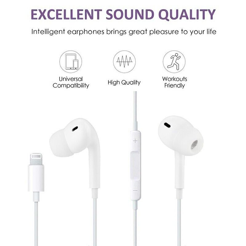 8 Pin Wired In Ear Headphones with Microphone, Bluetooth Earphones
