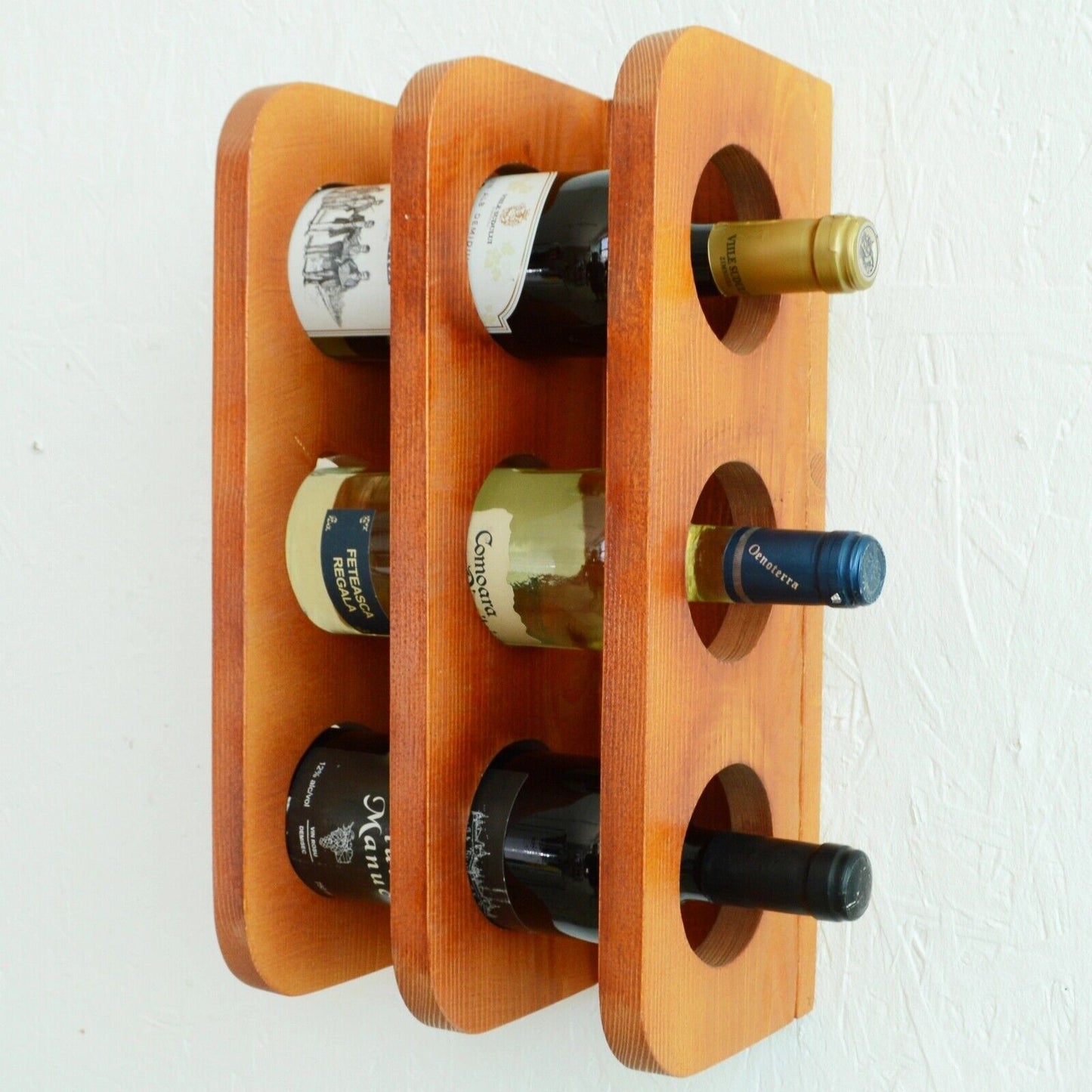 Wooden Wine Rack 6 Bottle Storage Crate Holder Store Cabinet Natural Lacquer
