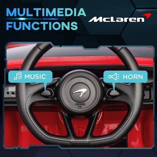 McLaren Licensed 12V Kids Electric Ride-On Car w/ Remote Control, Music - Red