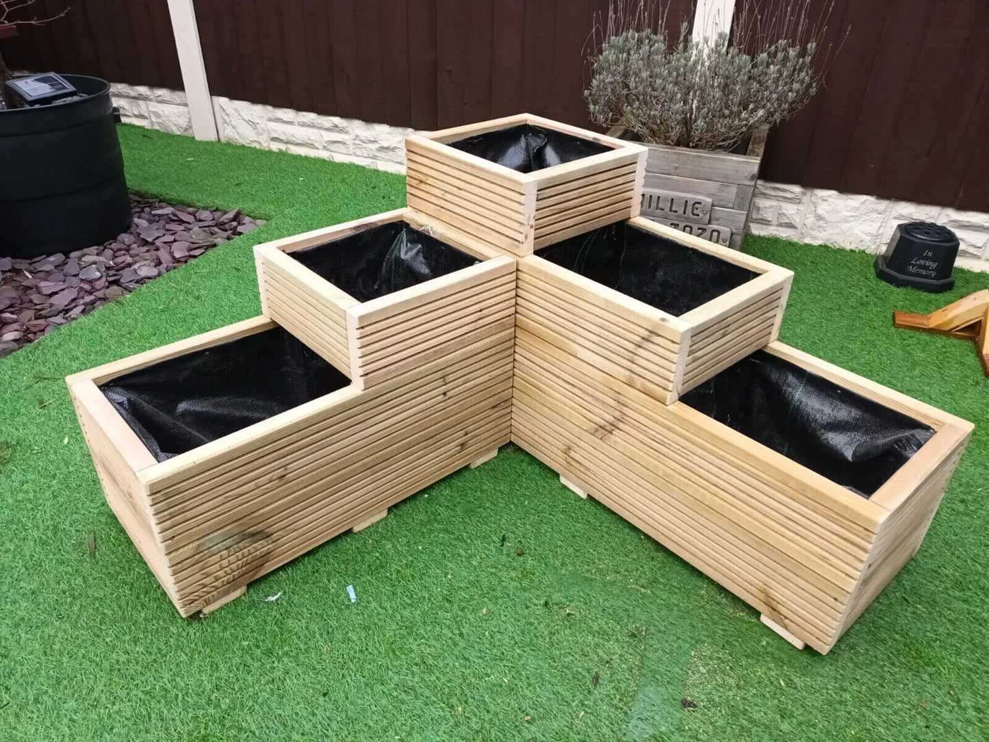 Large Planter Outdoor Garden Corner Tiered Wooden Trough Plant Flower Herb
