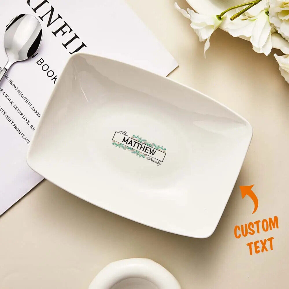 Personalized Name Platters Engraved Flower Tableware Plate