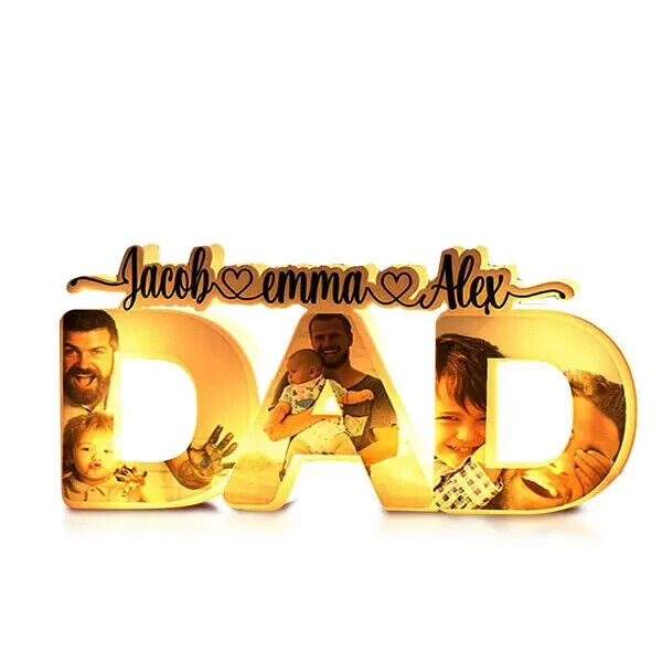 Personalized Father's Day Night Lamp Custom Acrylic Family Photo Dad Night Light