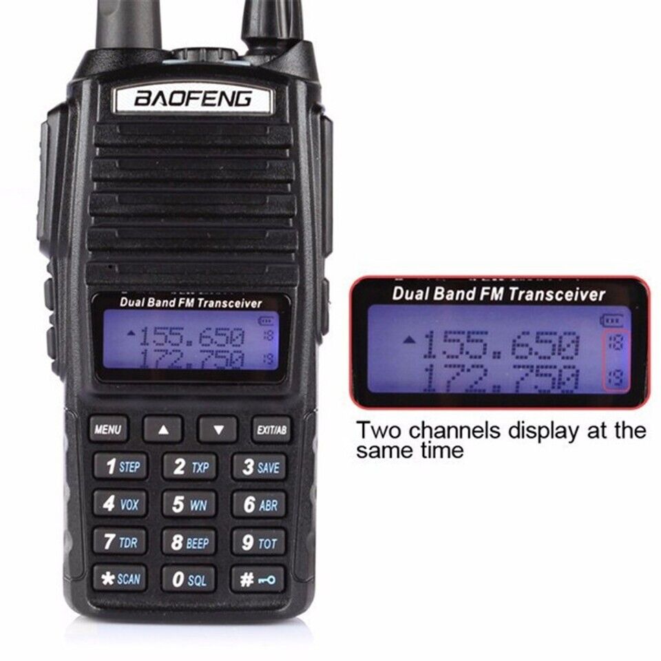 Upgraded BAOFENG UV-82 8W High Power Dual Band VHF/UHF Walkie Talkie + Earpiece