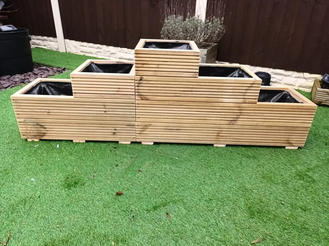 Large Planter Outdoor Garden Corner Tiered Wooden Trough Plant Flower Herb