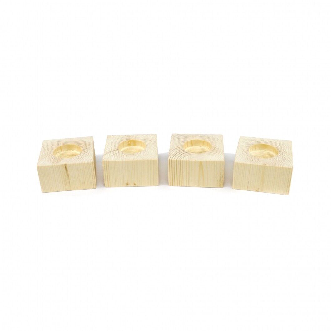 Eco Friendly Wooden Rustic Shabby Chic 4 Tea Light Candle Holders Wedding UK