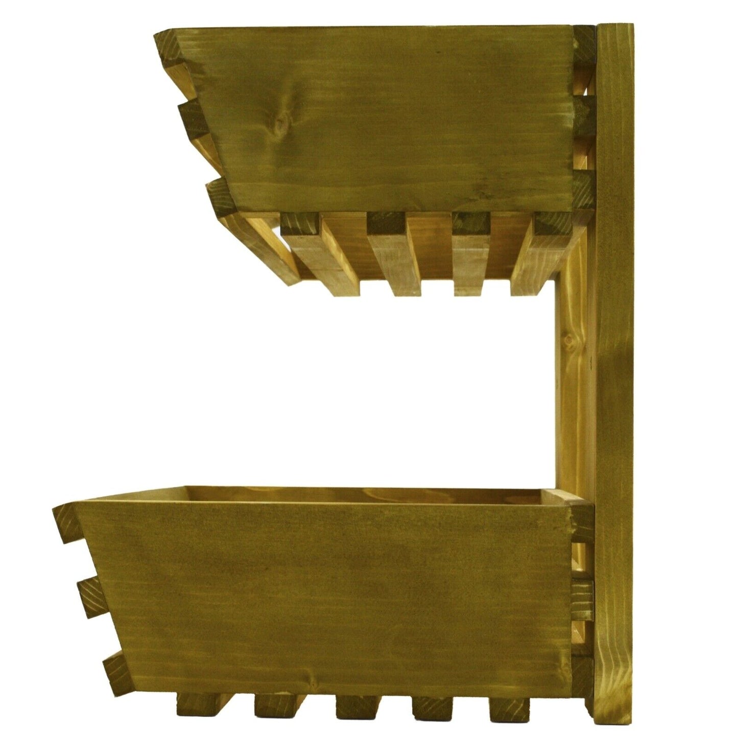 2 Tier Fruit Basket Handmade Natural Wood Holder Rack Vegetable Storage Stand