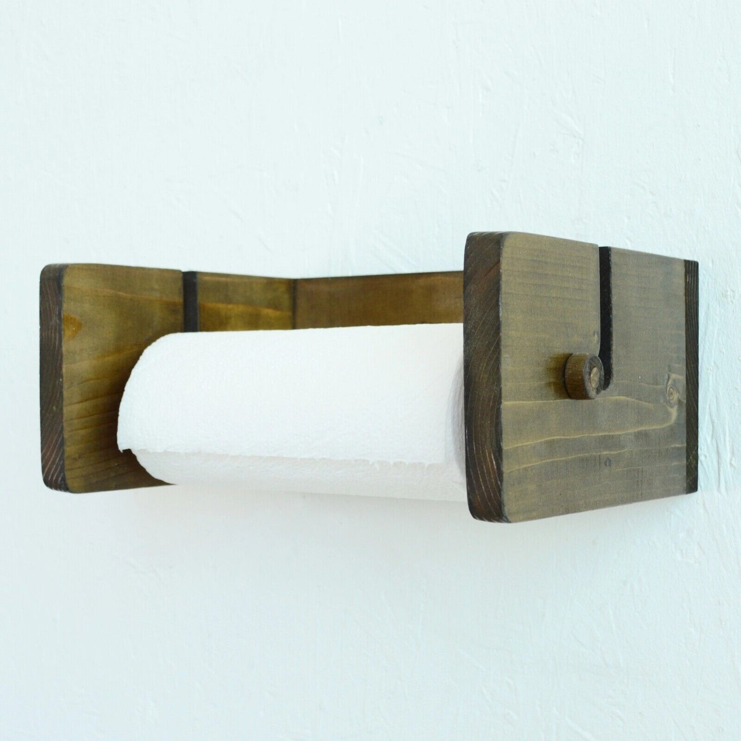 Kitchen Roll Holder Pine Wooden Wall Mounted Paper Roll Towel Dispenser Rustic