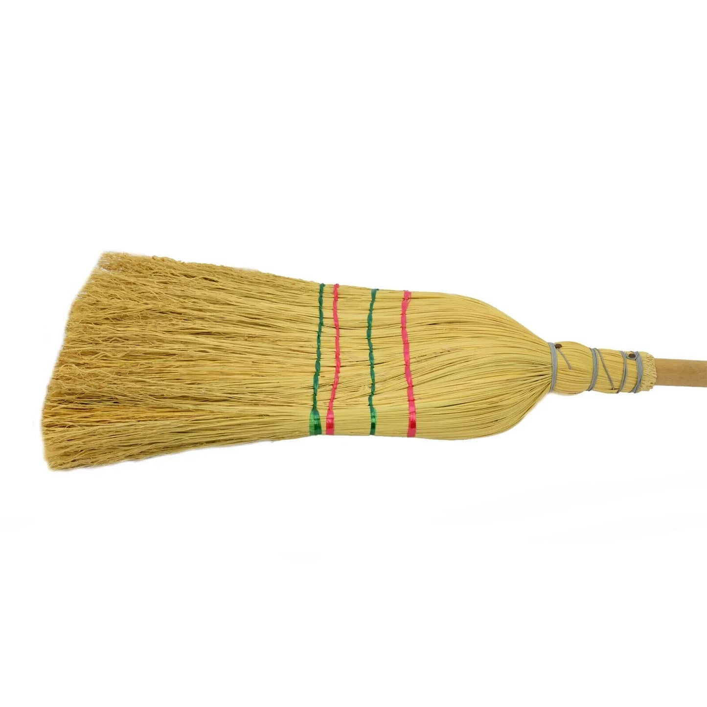 Traditional Corn Broom Besom Long Handled Sweeping Brush Yard Straw Garden