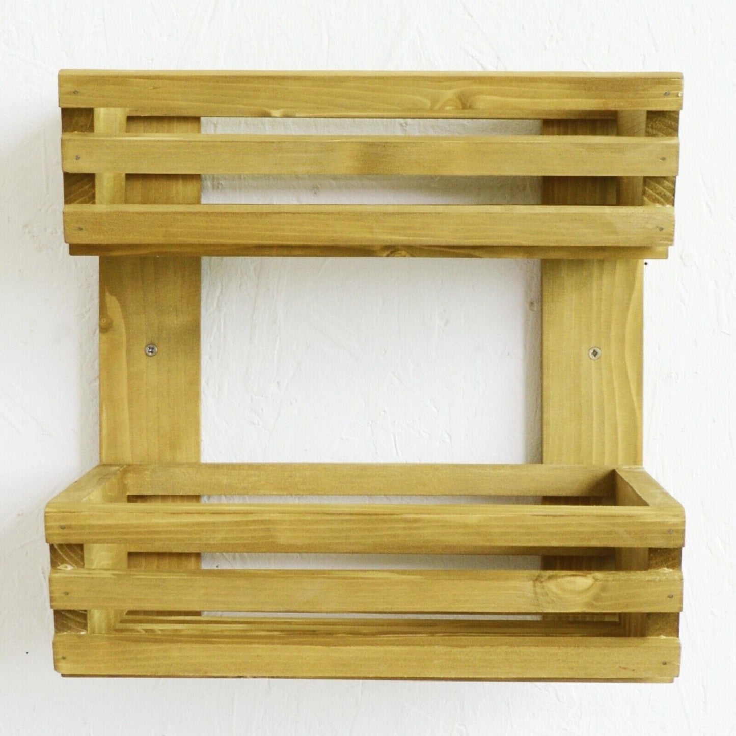 2 Tier Fruit Basket Handmade Natural Wood Holder Rack Vegetable Storage Stand