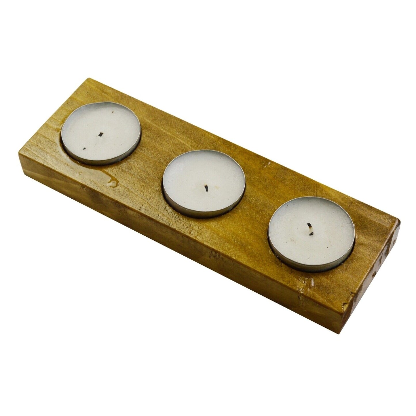 Candle Holder Holds 3 Wooden Tray, Tealight Vintage Candlestick Handmade UK