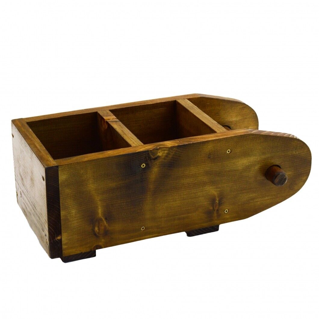 Wooden Toilet Paper Roll Holder Bathroom Storage Shelf Natural Wood Wall Mounted