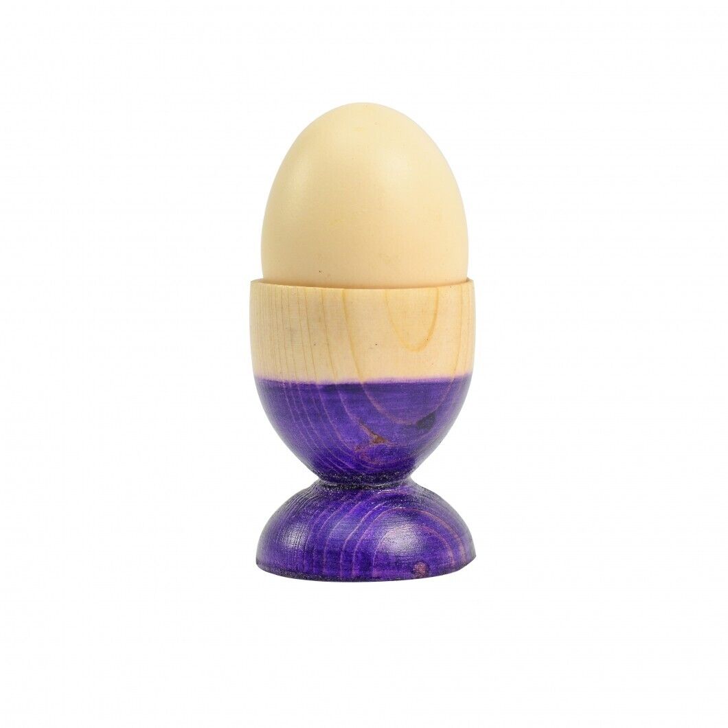 Wooden Egg Cup Egg Holder Server Table Decor Stand purple Handmade Natural Wood