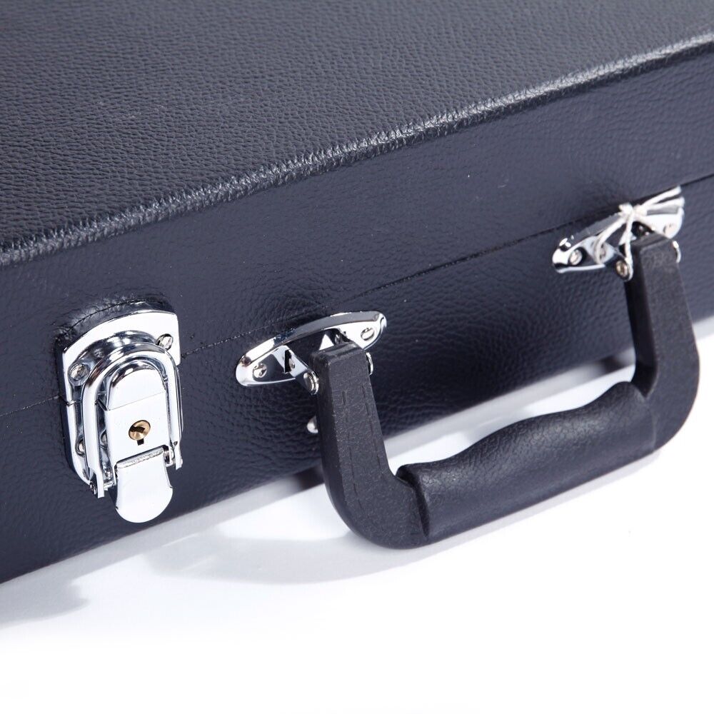 Glarry Microgroove Leather Electric Guitar Hardshell Case Black Square Lockable