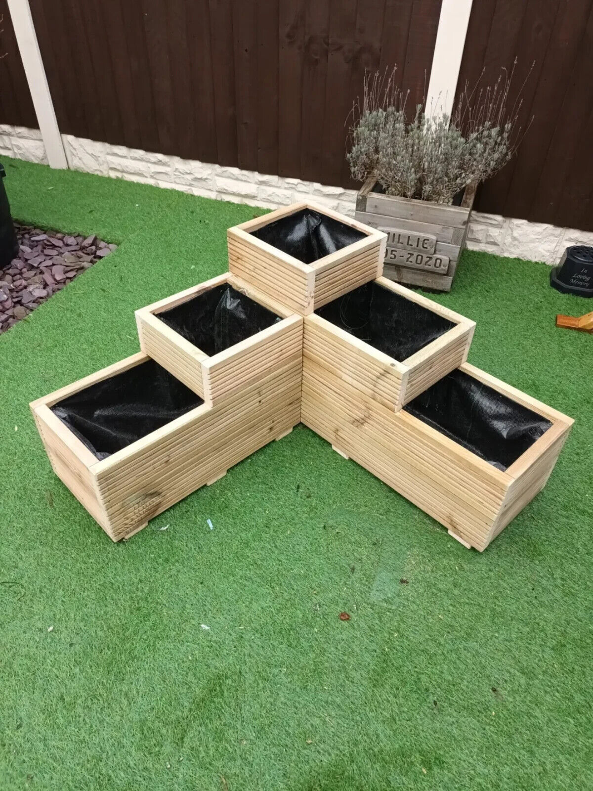 Large Planter Outdoor Garden Corner Tiered Wooden Trough Plant Flower Herb