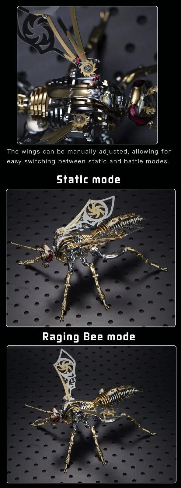3D Metal Model Kits Wasp Moving Parts Adult Steampunk Mechanical Building Kit