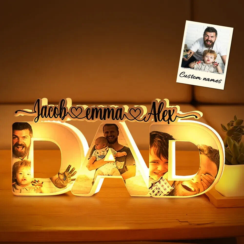 Personalized Father's Day Night Lamp Custom Acrylic Family Photo Dad Night Light