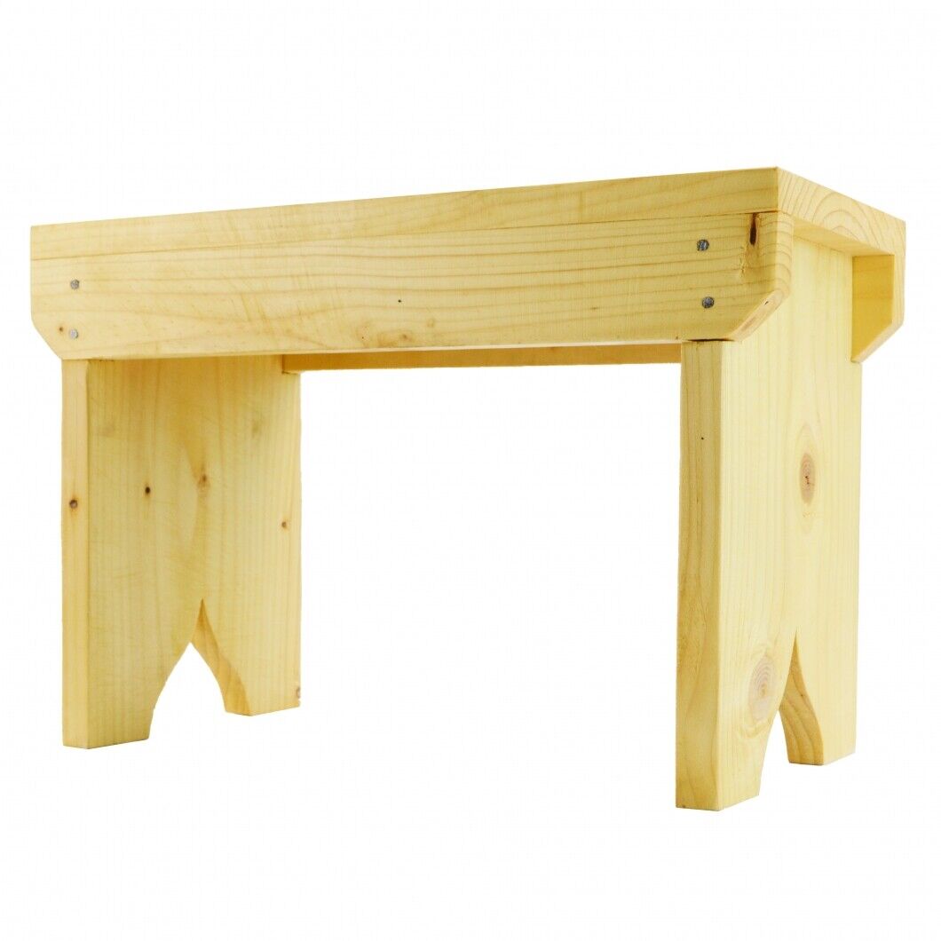 Natural Wooden Step Stool Rustic Shabby Chic Rectangle Seat Multiple Scandinavia