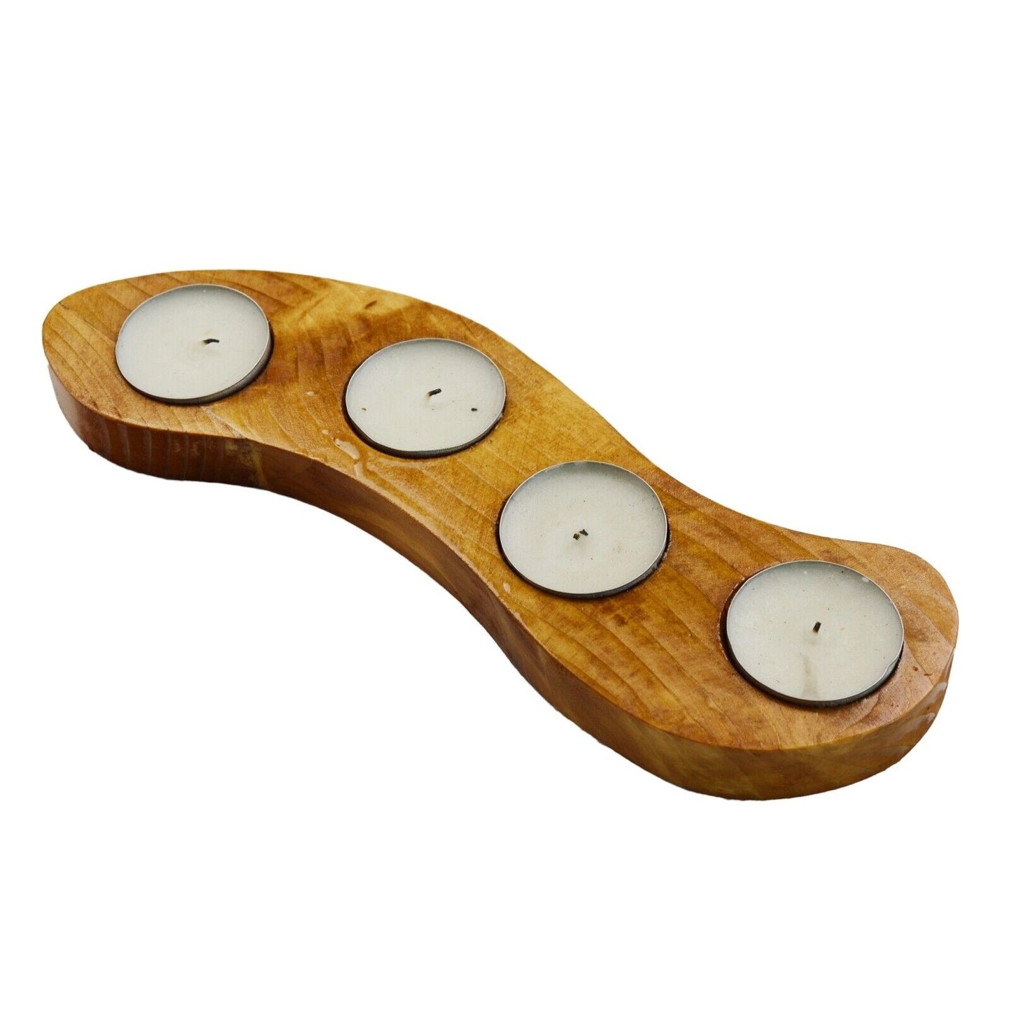 4 Tea Light Candle Holder Romantic Ambient Table Centrepiece Solid Wood Decor