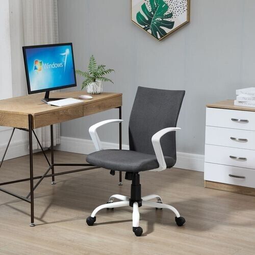 Office Chair Adjustabl Swivel Office Flexible Grey/White PC Computer Desk Chairs