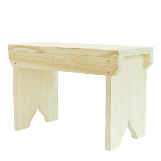 Natural Wooden Step Stool Rustic Shabby Chic Rectangle Seat Multiple Scandinavia