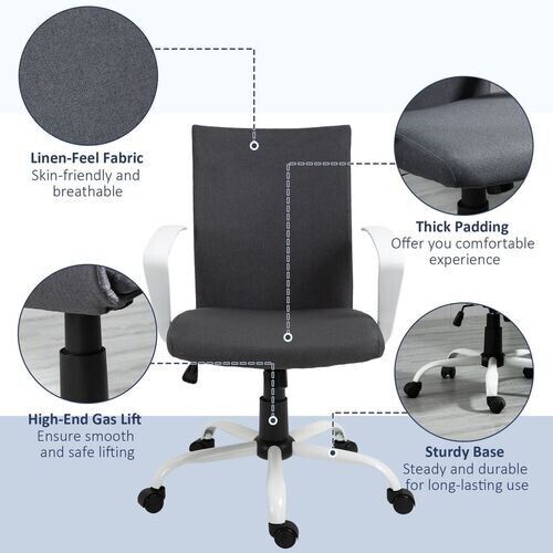 Office Chair Adjustabl Swivel Office Flexible Grey/White PC Computer Desk Chairs