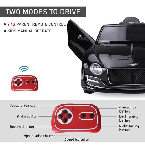 Kids Electric Car Bentley LED Lights Music Parental Remote Controls Sports Car