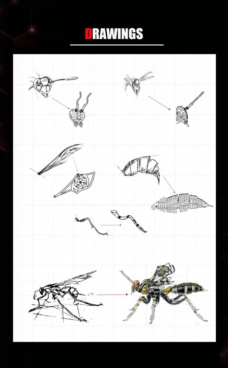 3D Metal Model Kits Wasp Moving Parts Adult Steampunk Mechanical Building Kit