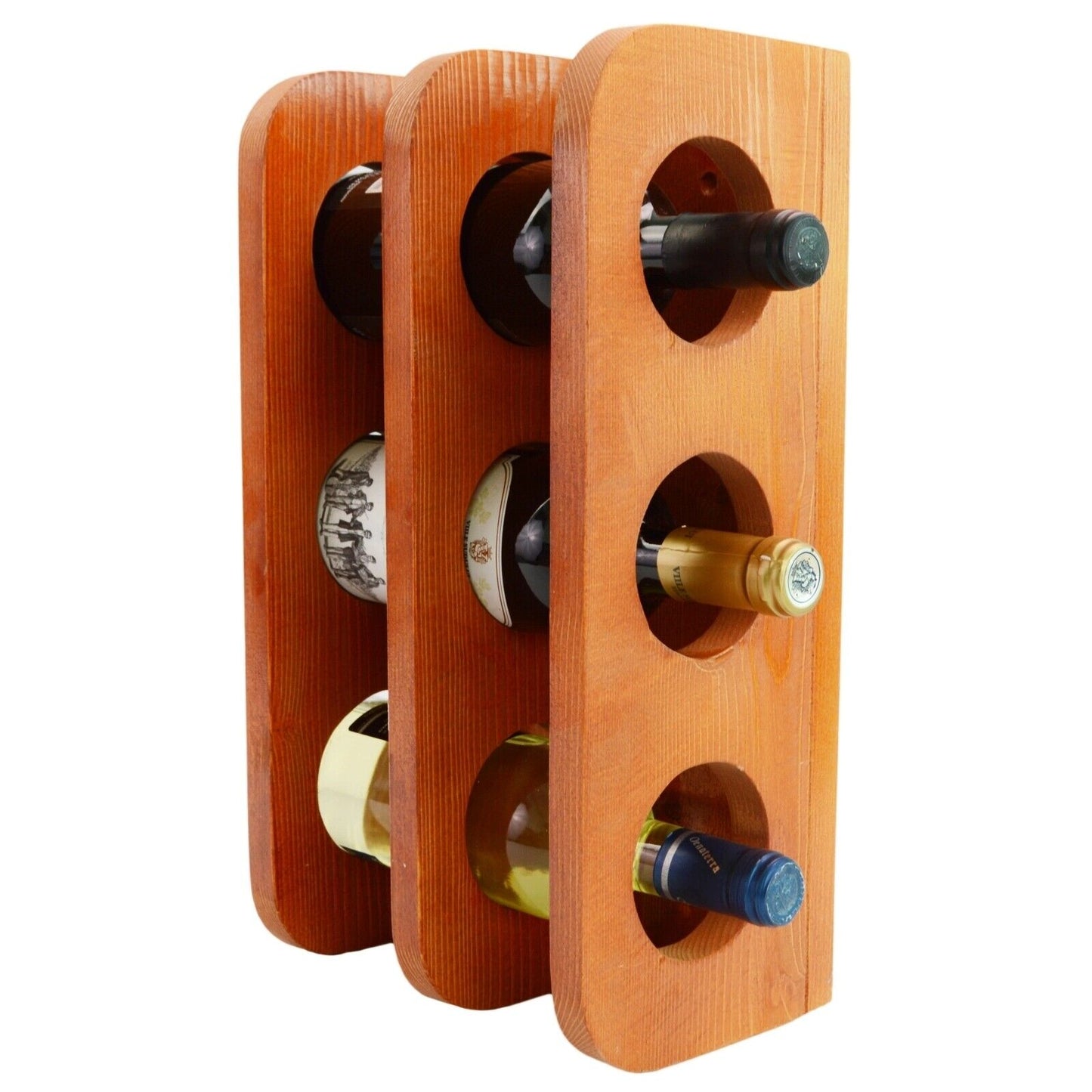 Wooden Wine Rack 6 Bottle Storage Crate Holder Store Cabinet Natural Lacquer