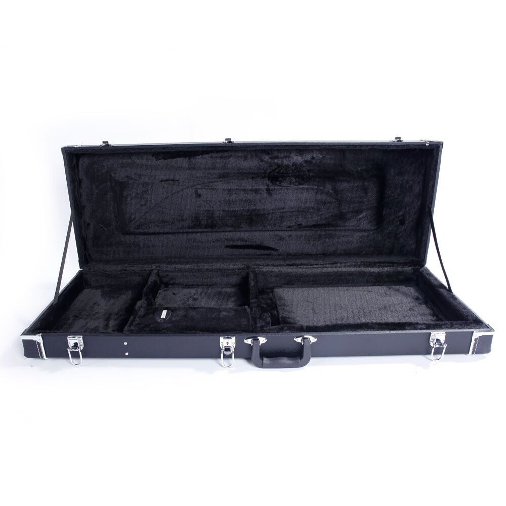 Glarry Microgroove Leather Electric Guitar Hardshell Case Black Square Lockable