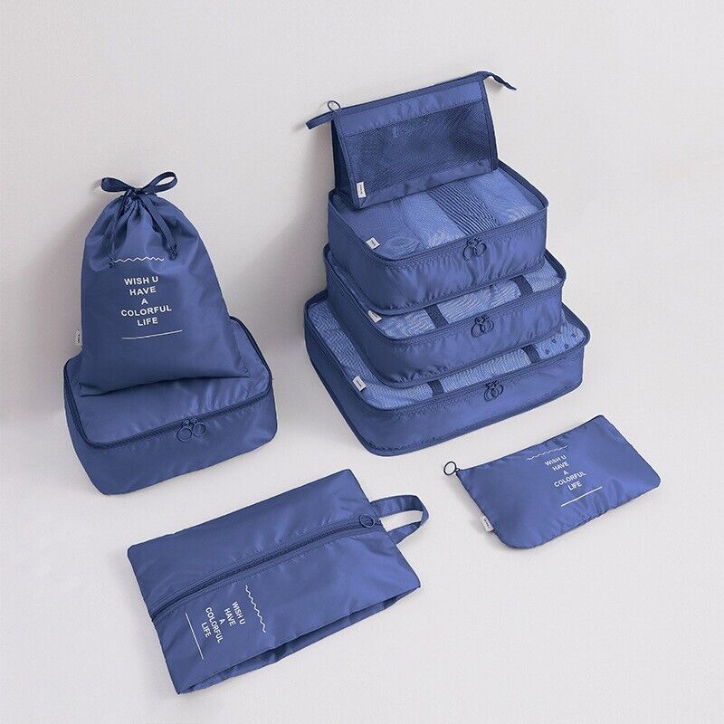 8 Pieces Organiser Set Luggage Suitcase Storage Bags Packing Travel Cubes UK